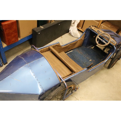 627A - Large petrol powered scratch built ride on car in the form of an MG, punch engine, metallic blue wit... 