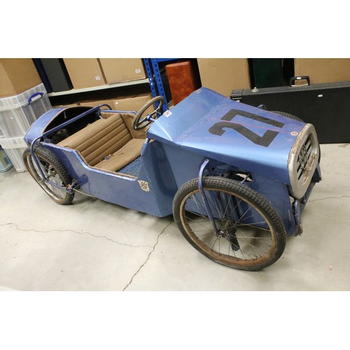627A - Large petrol powered scratch built ride on car in the form of an MG, punch engine, metallic blue wit... 