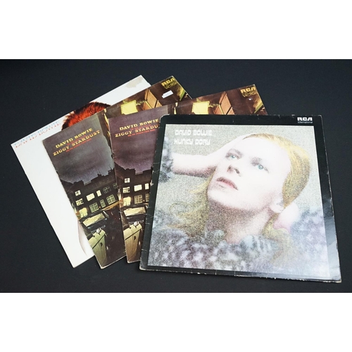 108 - Vinyl - 9 albums and one picture disc 12” by David Bowie to include: Hunky Dory, Ziggy Stardust x 2,... 