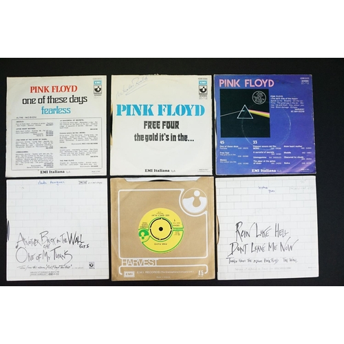 355 - Vinyl - 6 Pink Floyd foreign pressing 7” singles to include: Free Four (Italian with P/S), Point Me ... 