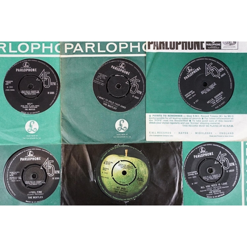 360 - Vinyl - 32 mainly original UK The Beatles 7” singles spanning their career, including solid centre p... 