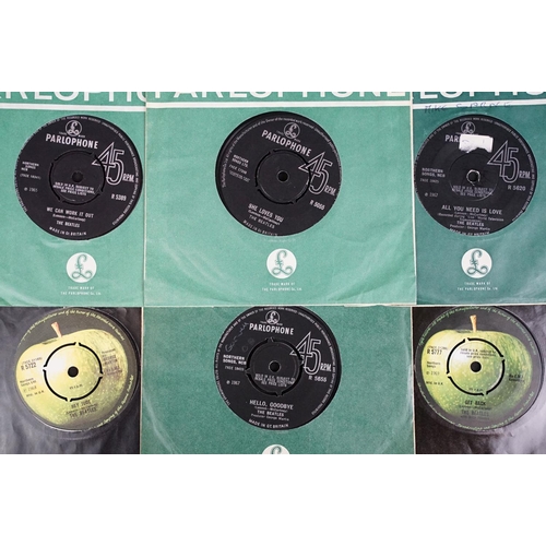 360 - Vinyl - 32 mainly original UK The Beatles 7” singles spanning their career, including solid centre p... 