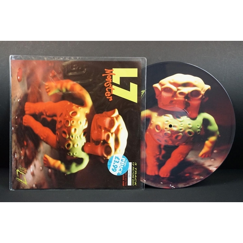 530 - Vinyl - one album and 2 picture disc 12” singles by L7 to include: Bricks Are Heavy (UK 1992 with pr... 