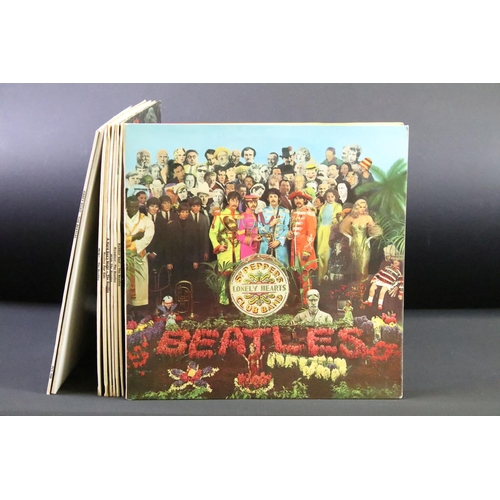 473 - Vinyl - 9 The Beatles LPs to include Sgt Pepper (original UK stereo with flame inner), Rubber Soul (... 