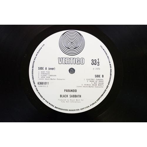 26 - Vinyl - Black Sabbath Paranoid LP on Vertigo Records 6360 011. UK 1971 small swirl, Produced by Roge... 