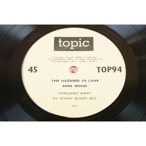 97 - Vinyl - Anne Briggs The Hazards Of Love EP on Topic Records TOP 94. Original UK 1964 1st pressing 7”... 