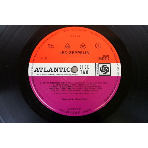 41 - Vinyl - Led Zeppelin IV/ 4 symbols LP on Atlantic Records 2401012. Original UK 1971 plum labels, ver... 