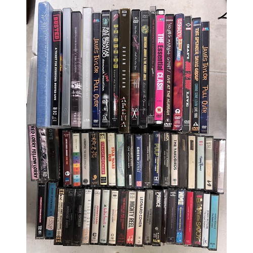 809 - Cassettes / DVDs - Over 40 cassettes to include Prince, The Yardbirds, Pearl Jam, Patti Smith, Leona... 