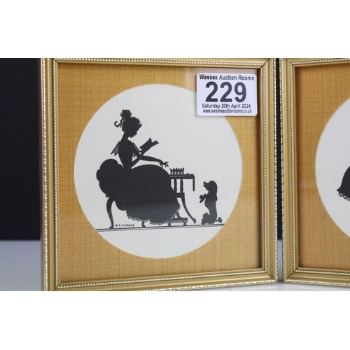 229 - Group of four small silhouette pictures to include two G.A. Andrews examples (approx 10cm diameter),... 