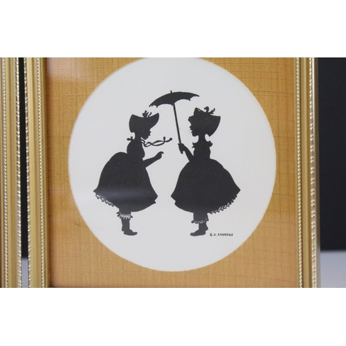 229 - Group of four small silhouette pictures to include two G.A. Andrews examples (approx 10cm diameter),... 