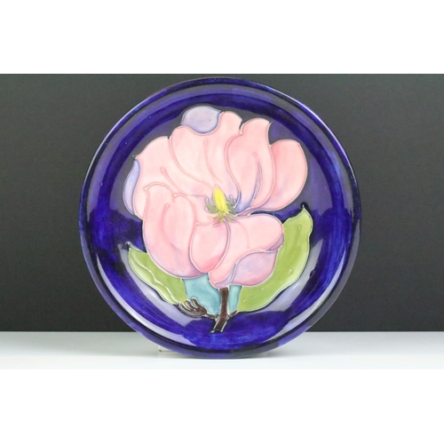 6 - Moorcroft Magnolia pattern shallow bowl, 18.5cm diameter, impressed marks and signed WM