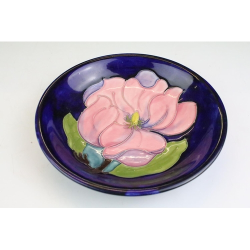 6 - Moorcroft Magnolia pattern shallow bowl, 18.5cm diameter, impressed marks and signed WM