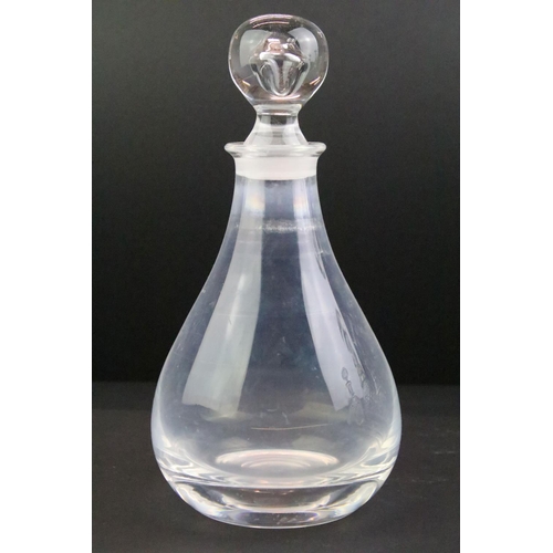 19 - Cut glass decanter with silver collar, 25cm high, a cut glass decanter, 30.5cm high, a cut glass dec... 