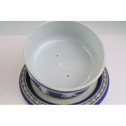 24 - Two 19th Century Wedgwood jasperware cheese dome and covers to include one stamped Wedgwood to the b... 