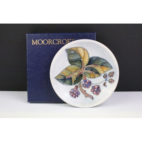 25 - Three Moorcroft small round dishes to include Cluny, Bramble and one marked trial 8.4.13. All boxed.... 