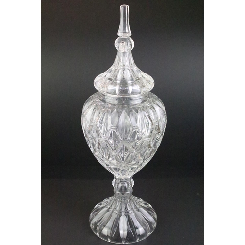 34 - Boxed Shannon Crystal by Godinger lead crystal large apothecary jar, approx 54cm high