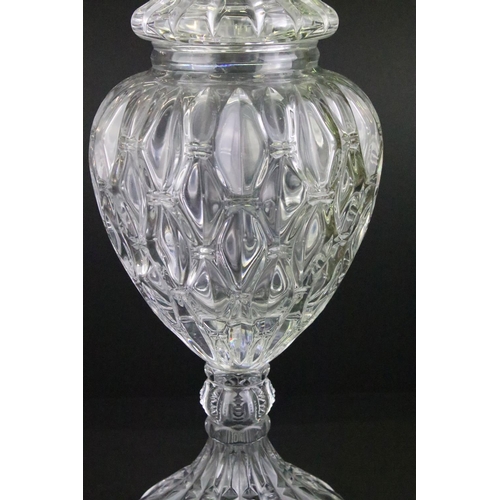 34 - Boxed Shannon Crystal by Godinger lead crystal large apothecary jar, approx 54cm high