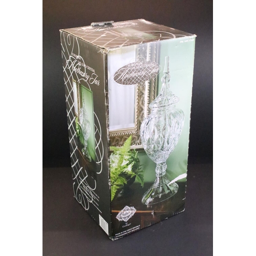 34 - Boxed Shannon Crystal by Godinger lead crystal large apothecary jar, approx 54cm high