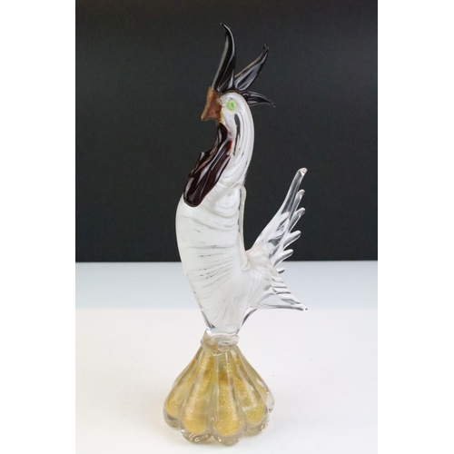 40 - Murano glass figure of a cockerel with gold interior to base, together with a Chinese famille rose p... 