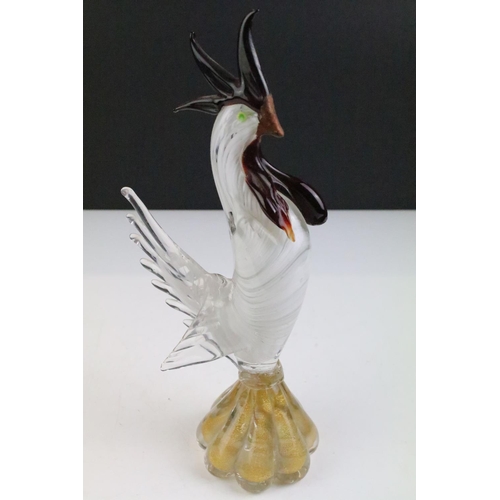 40 - Murano glass figure of a cockerel with gold interior to base, together with a Chinese famille rose p... 