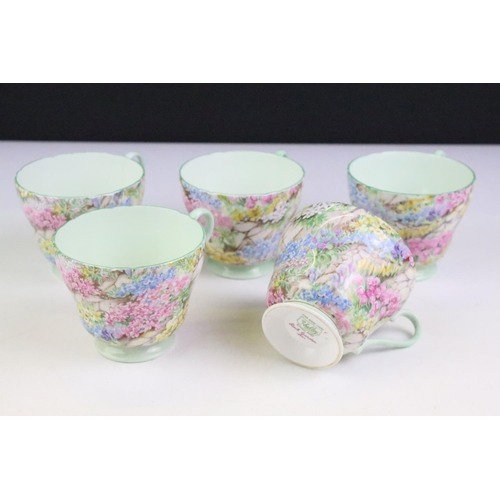 56 - Shelley 'Rock Garden' tea set, pattern no. 13454, to include 5 teacups & saucers, 6 tea plates, sand... 