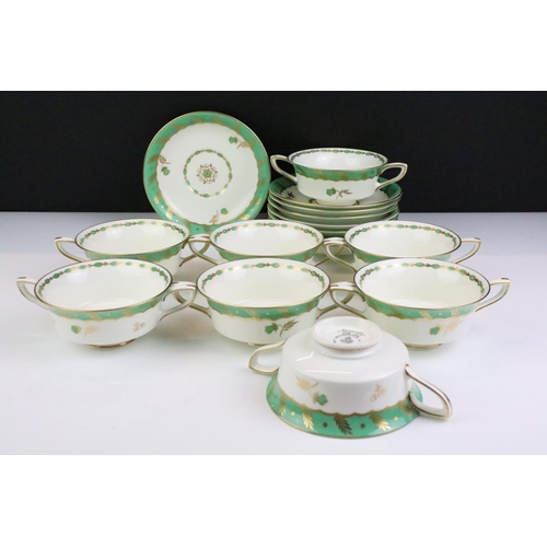 59 - Royal Worcester 'Reproduction of Early Worcester - Georgian circa 1780' set of eight soup cups & sau... 