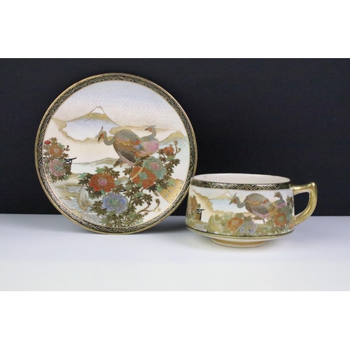 60 - Japanese Meiji period Satsuma part Tea Service / Set comprising teapot, lidded sugar bowl, lidded mi... 