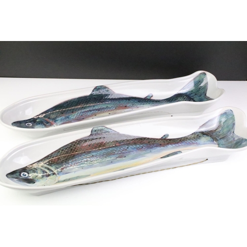 61 - Pair of Highland Stoneware Scottish fish dishes, approx 63cm long