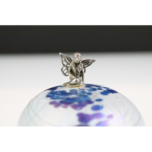 68 - John Ditchfield for Glasform - An iridescent glass paperweight surmounted by a silver fairy, makers ... 