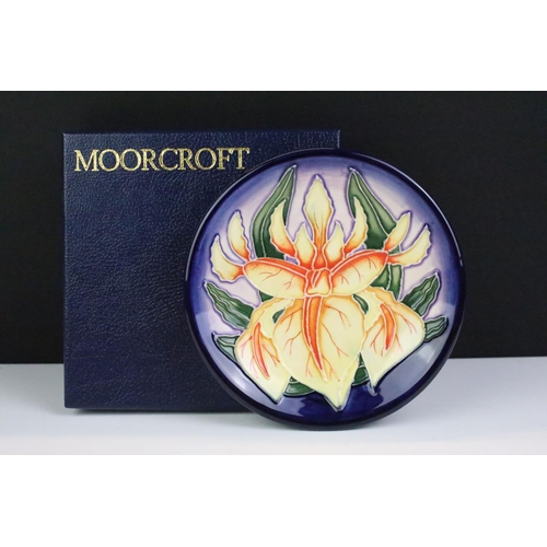 8 - Three Moorcroft small shallow dishes, comprising: Indigo pattern, 12cm diameter, boxed, Windrush, 12... 