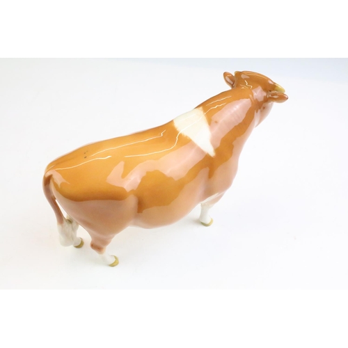 84 - Beswick 'CH. Sabrina's Sir Richmond 14th' Guernsey Bull, together with a Beswick Guernsey Cow (appro... 