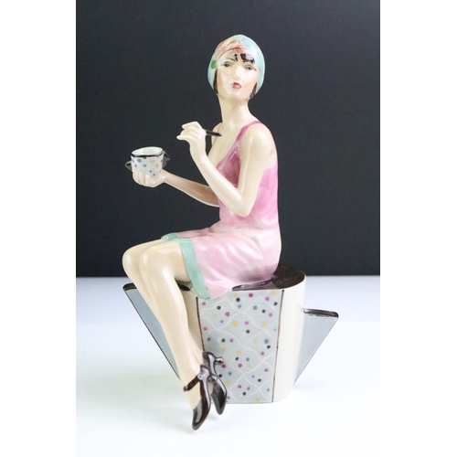 89 - Boxed Peggy Davies Ceramics ' Art Deco Imitating Life ' ltd edn porcelain figurine, with CoA, approx... 