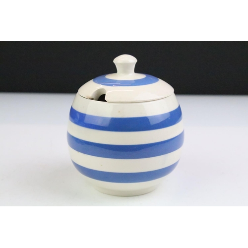 90 - T.G. Green Cornish Kitchen Ware blue & white butter dish and flour shaker, plus a similar Sadler Kle... 