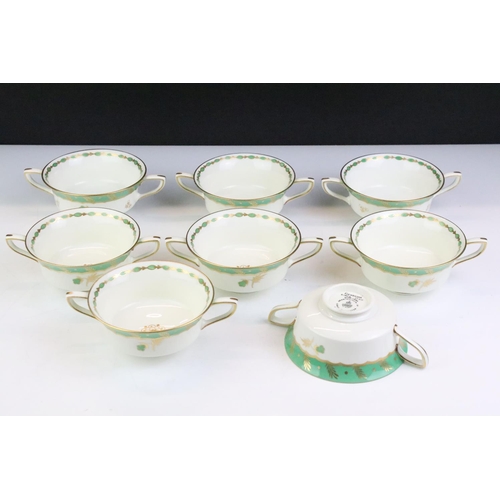 59 - Royal Worcester 'Reproduction of Early Worcester - Georgian circa 1780' set of eight soup cups & sau... 