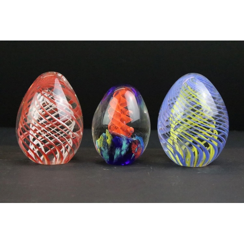 111 - 19 Domed, tear drop & fruit themed glass paperweights of various shapes, colours & size