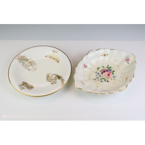 113 - Collection of mostly 19th century plates & dishes, to include early 20th century Crown Derby hand pa... 