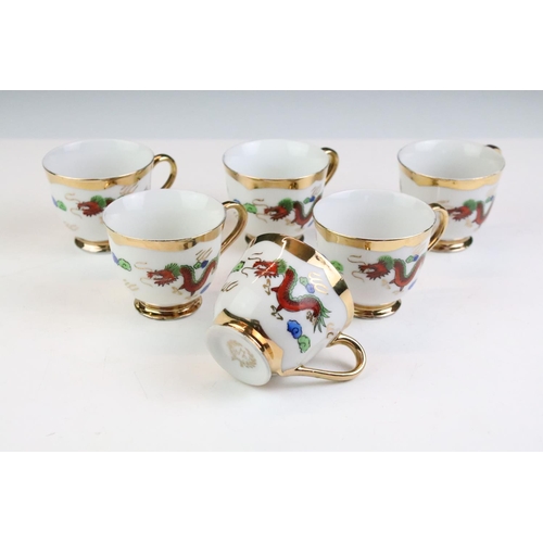 116 - Two vintage Japanese porcelain tea / coffee sets to include a HHP coffee set with dragon & gilt deco... 