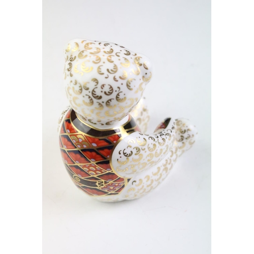 99 - Royal Crown Derby seated Teddy bear paperweight in the Imari palette (with silver stopper), together... 