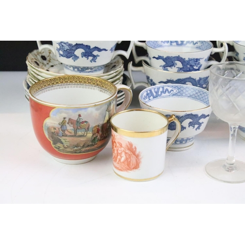 130 - Booths blue & white tea set with dragon decoration, together with a collection of 20th century cut g... 