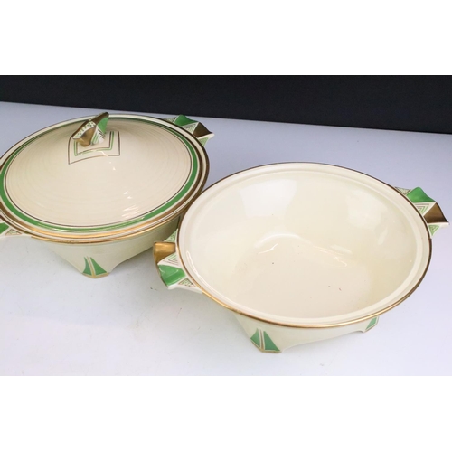 131 - Pair of Crown Ducal Art Deco tureens & covers together with a matching gravy jug, plus two early-to-... 