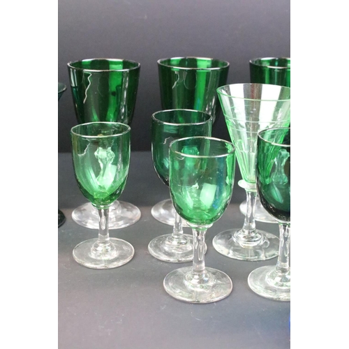 139 - Collection of assorted green glassware to include Early 20th Century and later examples, some having... 