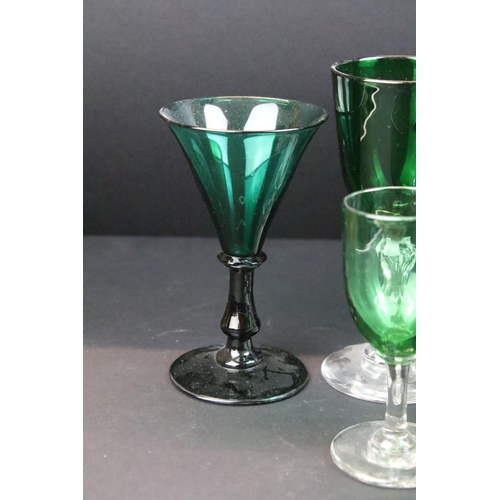 139 - Collection of assorted green glassware to include Early 20th Century and later examples, some having... 