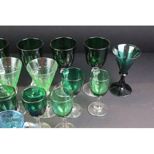 139 - Collection of assorted green glassware to include Early 20th Century and later examples, some having... 