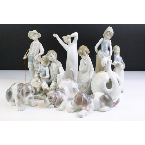 146 - Collection of ten Lladro porcelain figures / figure groups to include Friendship (1230), Boy Awakeni... 