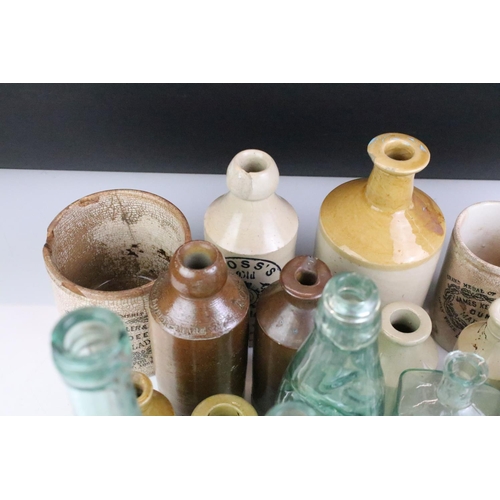 152 - Collection of 19th Century and later glass and stoneware bottles, mostly glass examples with brewery... 