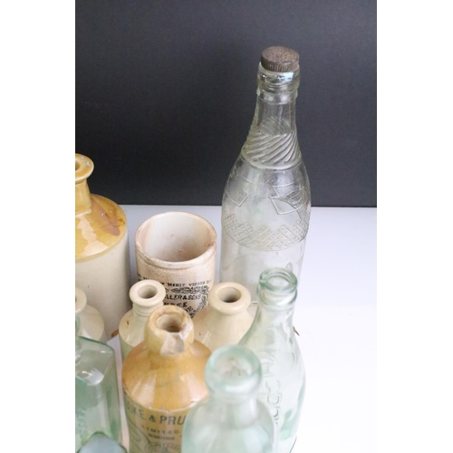 152 - Collection of 19th Century and later glass and stoneware bottles, mostly glass examples with brewery... 