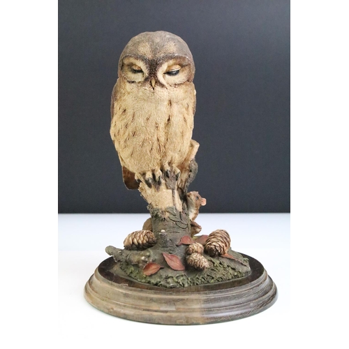 154 - Collection of Country Artists and other owl figurines to include Franklin Mint Barn Owl and five res... 