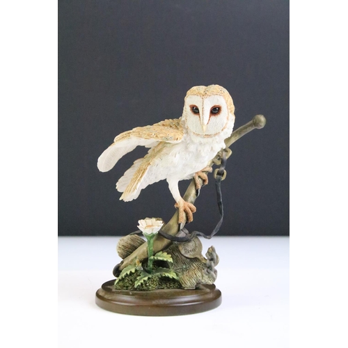 154 - Collection of Country Artists and other owl figurines to include Franklin Mint Barn Owl and five res... 