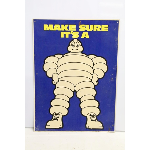 156 - Advertising - A Michelin 'MX-even better tyres' metal wall sign (approx 69cm x 86cm), together with ... 