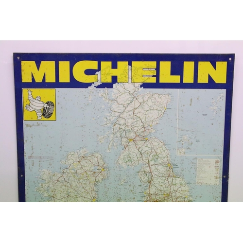 184 - Advertising - A Michelin tin wall sign depicting a map of the British Isles, approx 86cm x 63cm